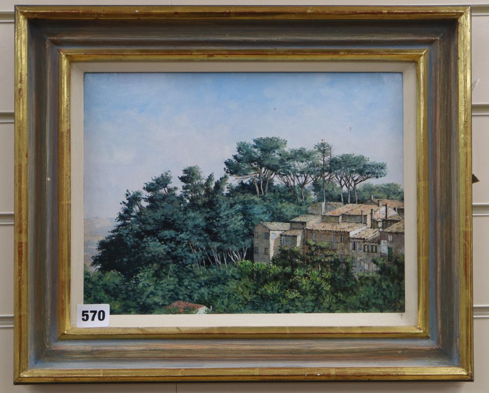 Christopher Hall (1930-2016), Parco Colloredo, Recanati, signed and dated 1993, oil on board, 23cm x 30.5cm